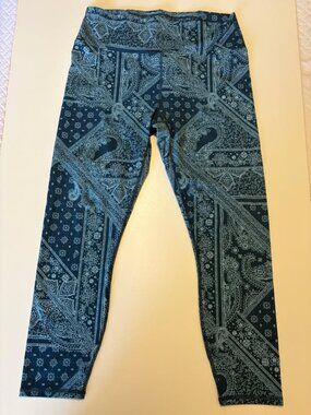 Fabletics Women's Size L Blue Nova Bandana High Waisted Leggings